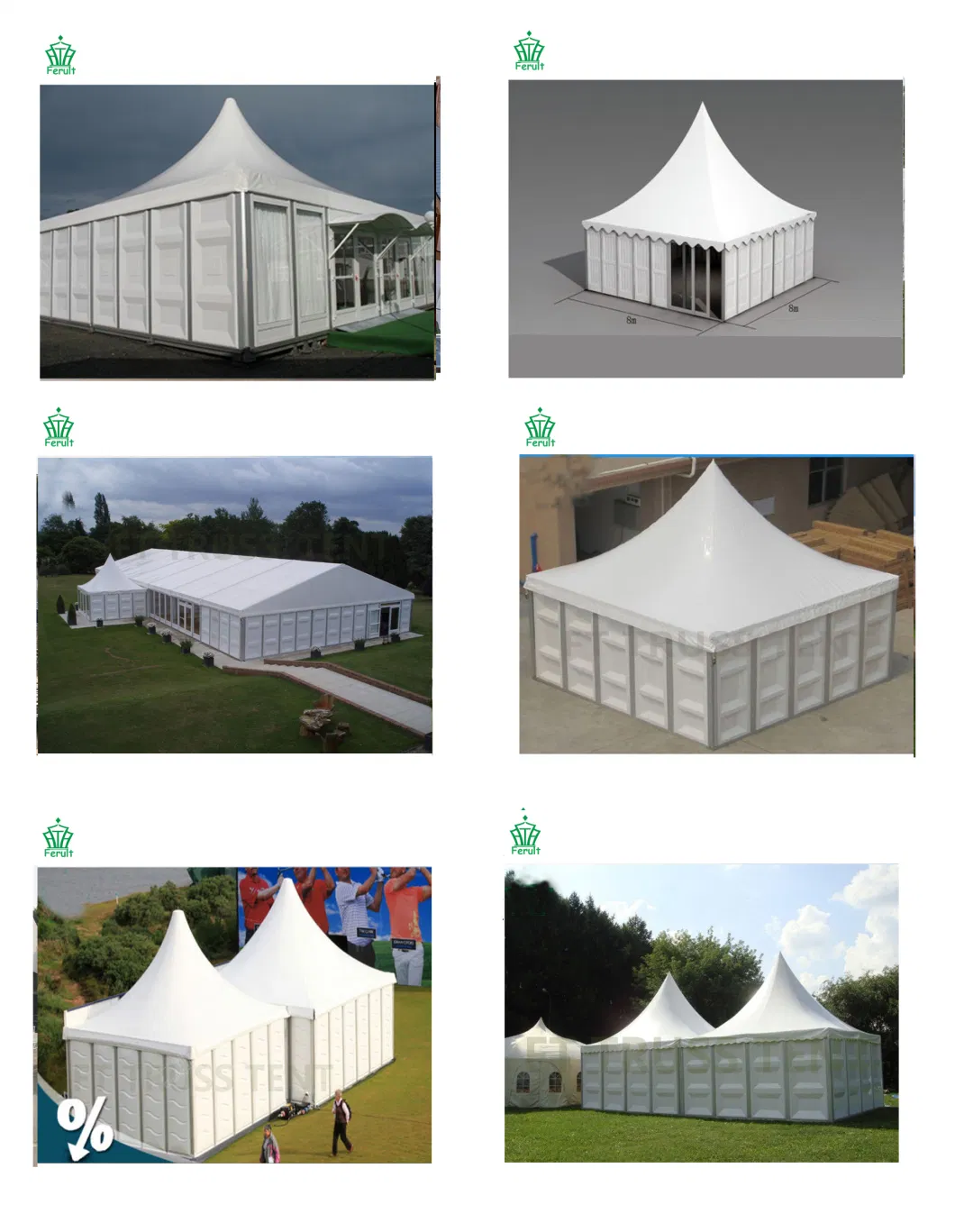 5X5m Reception Pagoda Tent Wedding Tent with White Roof PVC