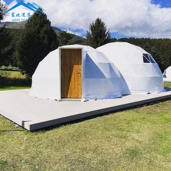 Custom 2024 Luxuriöses wasserdichtes PVC-Iglu-Glamping-Zelt mit geodätischer Verbindung und doppelter Kuppel